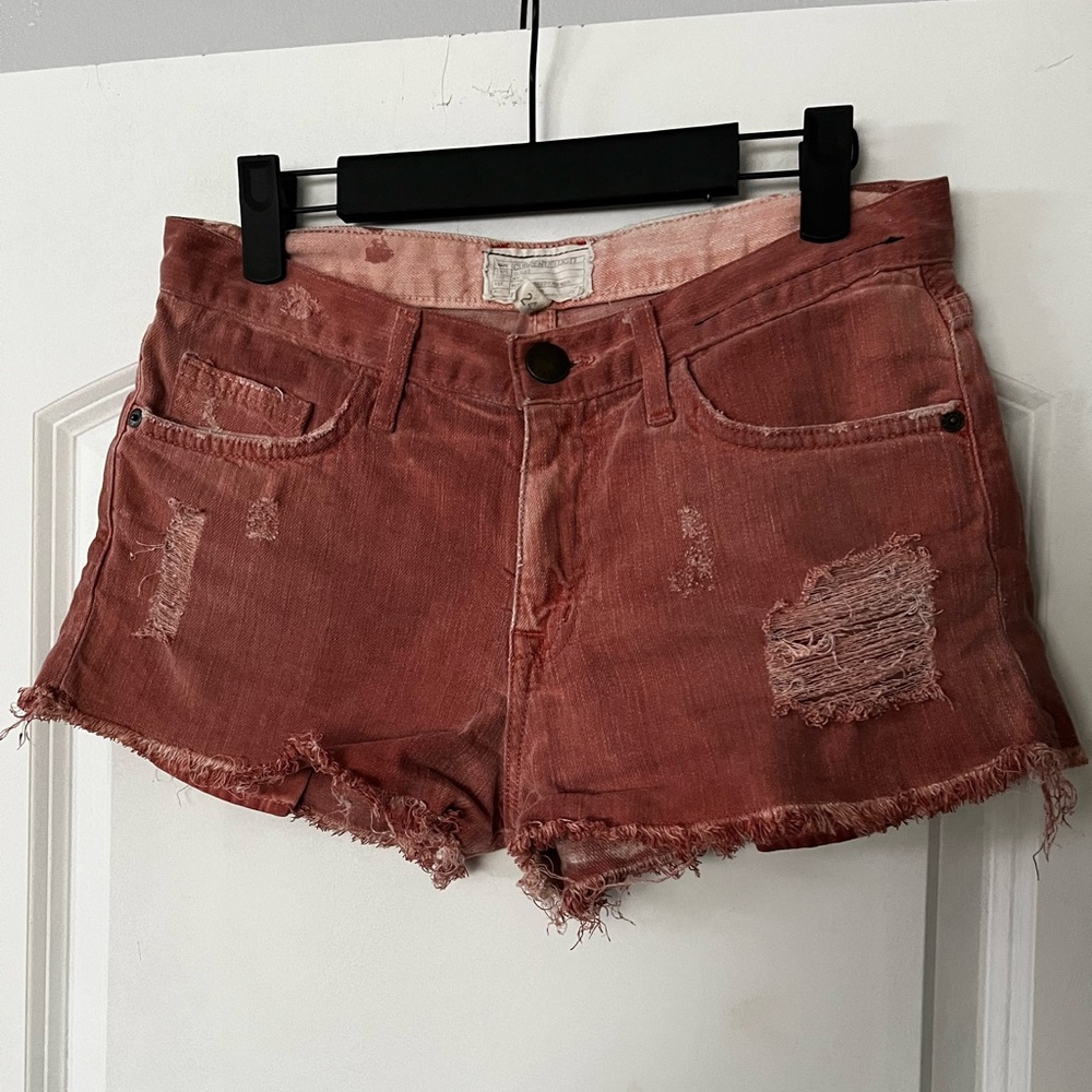 Current/Elliot Pink Distressed Jean Shorts